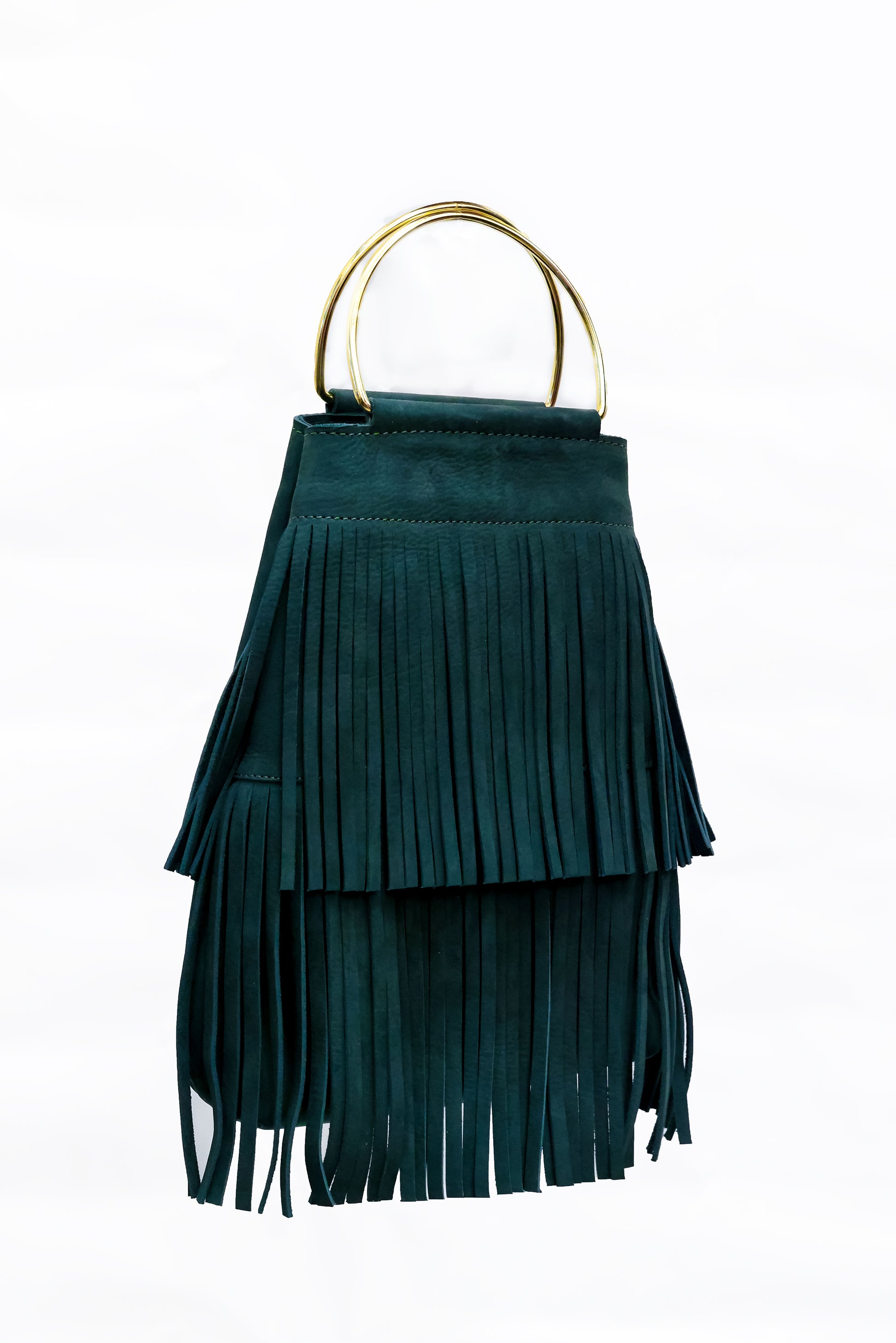 Flounce small in forest green hunting suedeb with metal rings