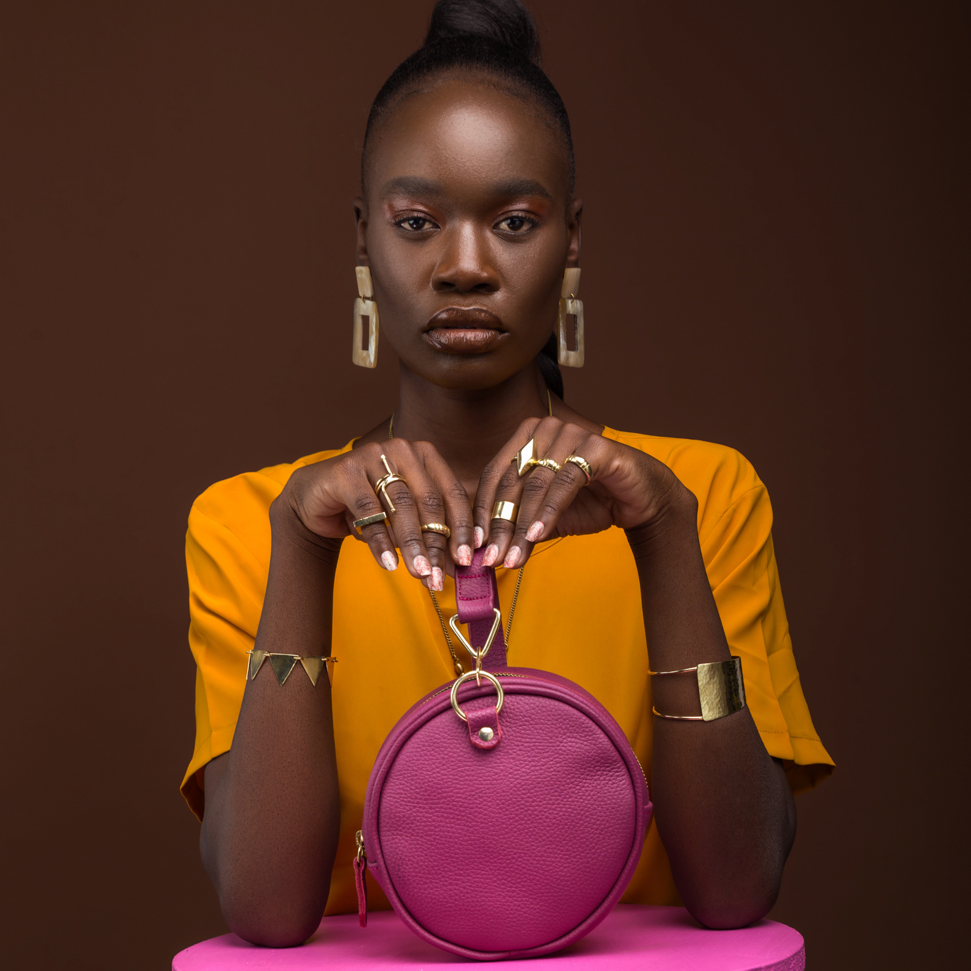 Polo bag in Sangaria milled leather adjustable crossbody strap