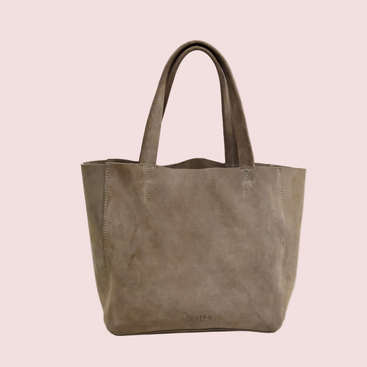 vera unlined tote in grey hunting suede