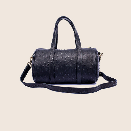 Roxy bag in black  ostrich print leather