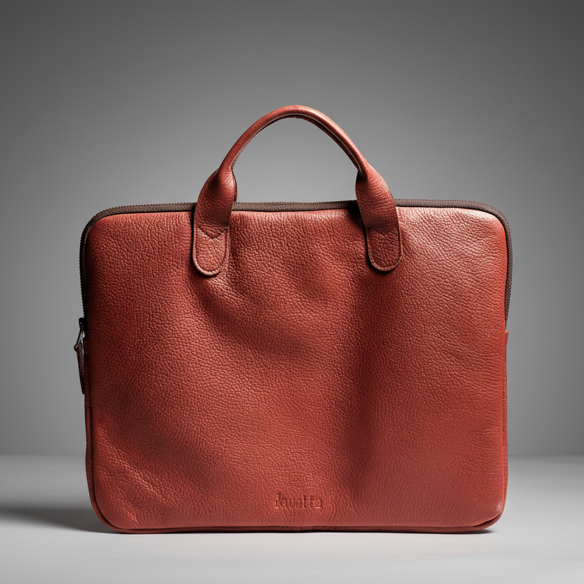 Made in Kenya laptop bag in Firebrick natural milled leather.