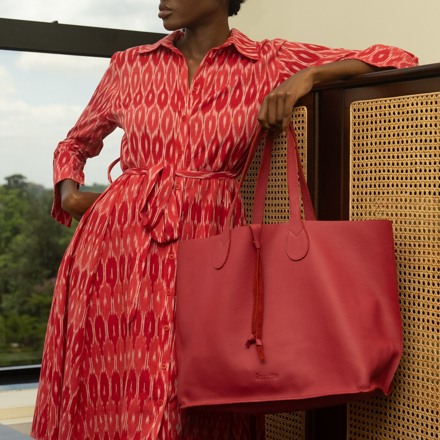Francesca tote in Viva magenta milled leather