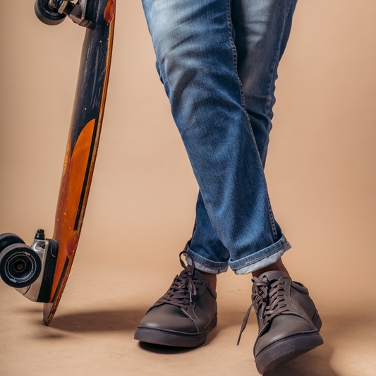 I am Kenyan sneakers in brown milled leather and royal sole