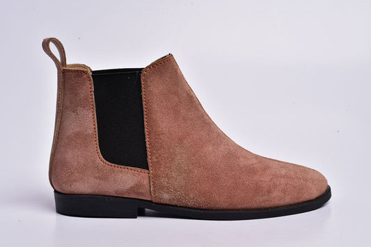 Women's Chelsea boots in tan split suede