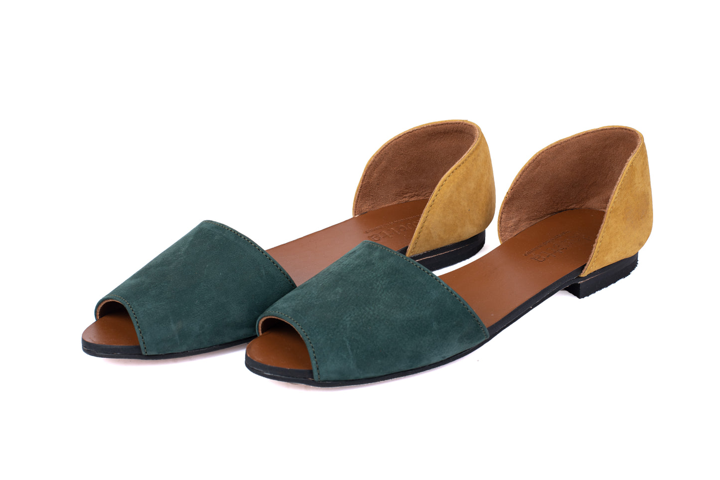 Rosa shoes in green and yellow hunting suede